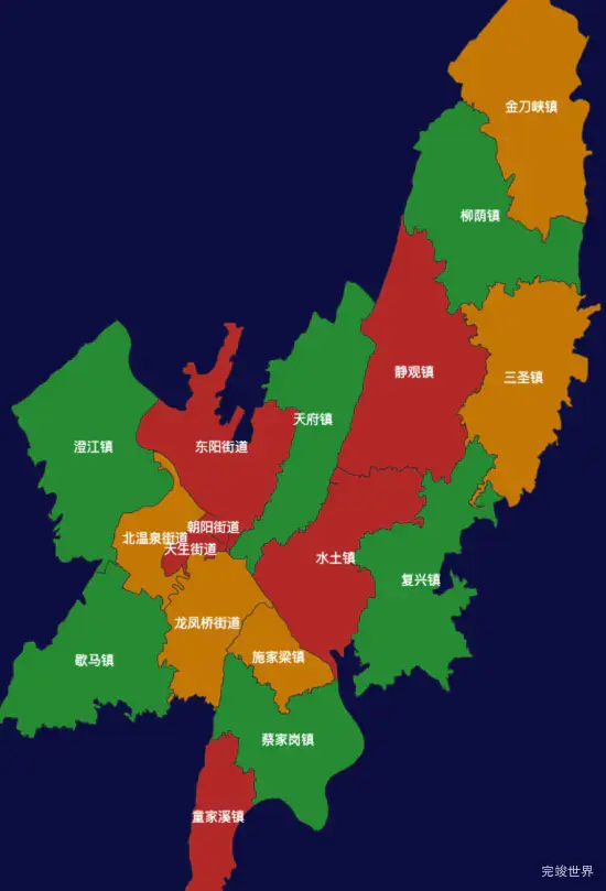 echarts重庆市北碚区地图渲染效果实例